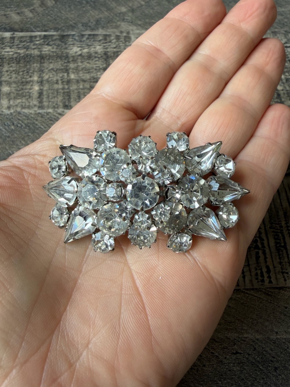 Vintage Art Deco Clear Rhinestone Crystal Brooch